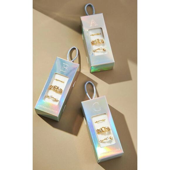 Anthropologie Set Of Three Stackable Monogram Rings Letter "P" New size 6 - Picture 1 of 4